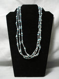Rare Wrap Around Native American Navajo Turquoise Sterling Silver Wrap Around Bead Necklace-Nativo Arts