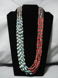 Important Famous Navajo Turquoise Coral Native American Necklace-Nativo Arts