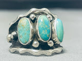 Striking Native American Navajo Royston Turquoise Sterling Silver Ring-Nativo Arts