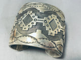 Get Your Exercise In 108 Grams Heavy Vintage Native American Navajo Sterling Silver Bracelet-Nativo Arts