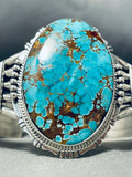 Intense Spiderweb Native American Navajo Turquoise Sterling Silver Bracelet Cuff-Nativo Arts
