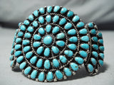 Huge Authentic Vintage Native American Navajo Blue Gem Turquoise Sterling Silver Bracelet-Nativo Arts