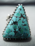 Besy Jerry Stevin Vintage Native American Navajo Pilot Mountain Turquoise Sterling Silver Ring-Nativo Arts
