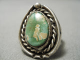 Early Deposit Rare Natural Royston Turquoise Vintage Native American Navajo Sterling Silver Ring-Nativo Arts