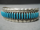 Striking Vintage Native American Navajo Turquoise Sterling Silver Bracelet Old-Nativo Arts