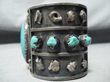 One Of The Biggest Best Vintage Native American Navajo Turquoise Sterling Silver Bracelet Old-Nativo Arts