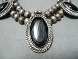 Wilson Yazzie Vintage Native American Navajo Black Onyx Sterling Silver Necklace Old-Nativo Arts