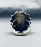 Stunning Vintage Native American Zuni Blue Gem Cerillos Turquoise Sterling Silver Ring-Nativo Arts