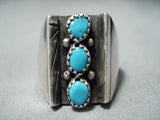 Marie Thompson Vintage Navajo Native American Turquoise Sterling Silver Ring-Nativo Arts