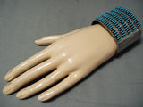 One Of The Best Vintage Native American Zuni Needle Turquoise Sterling Silver Bracelet-Nativo Arts