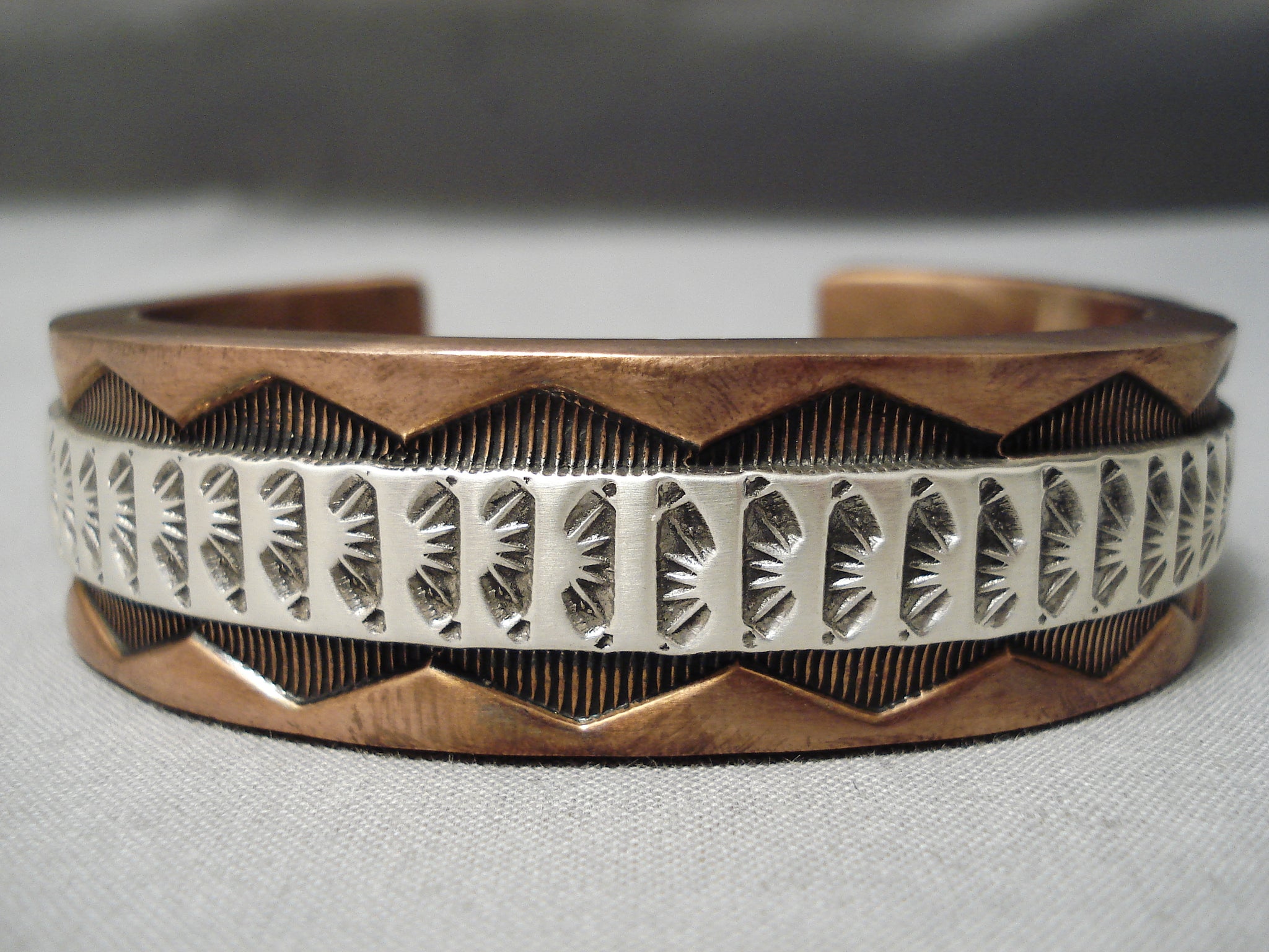 Silver River Brass Inlay Copper Cuff Bracelet
