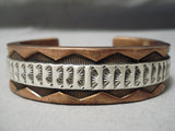 Heavy 180 Grams Vintage Apache Sterling Silver Copper Bracelet Native American-Nativo Arts