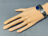 Quality Vintage Native American Navajo Lapis Sterling Silver Geometric Bracelet-Nativo Arts