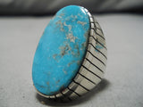 Incredible Vintage Native American Navajo Ray Jack Huge Turquoise Sterling Silver Ring-Nativo Arts