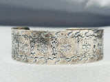 Native American Highly Detailed Vintage Navajo Hand Wrought Sterling Silver Bracelet-Nativo Arts