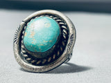 Native American Marvelous Vintage Kingman Turquoise Sterling Silver Ring-Nativo Arts