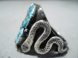 Unforgettable Vintage Native American Navajo Kingman Turquoise Stering Silver Ring Old-Nativo Arts
