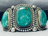 Heavy 120 Gram Martinez Turquoise Native American Navajo Sterling Silver Bracelet-Nativo Arts