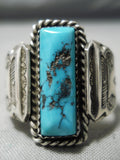 Stunning Robertson Tsosie Turquoise Vintage Native American Navajo Sterling Silver Ring-Nativo Arts