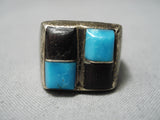Exceptional Vintage Native American Navajo Turquoise Ironwood Sterling Silver Ring-Nativo Arts