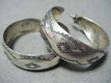 Exceptional Vintage Native American Navajo Sterling Silver Earrings Old-Nativo Arts