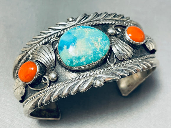 Rare Mine Vintage Native American Navajo Gilbert Turquoise Sterling Silver Bracelet-Nativo Arts