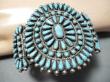 Amazing Vintage Native American Navajo Turquoise Cluster Sterling Silver Bracelet Old-Nativo Arts