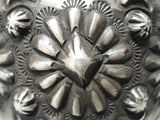 Huge Hand Tooled Vintage Native American Navajo Sterling Silver Repoussed Bracelet-Nativo Arts