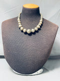 Awesome Vintage Native American Navajo Huge Sterling Silver Pillow Beads Necklace-Nativo Arts