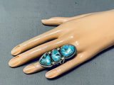 Stunning Native American Navajo Signed 3 Royston Turquoise Sterling Silver Huge Ring-Nativo Arts