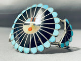 Adrian Elizabeth Wallace Vintage Native American Zuni Turquoise Sunface Sterling Silver Bracelet-Nativo Arts