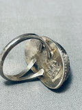 Signed Vintage Native American Navajo Turquoise Sterling Silver Rope Ring Old-Nativo Arts