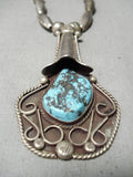 Impressive Vintage Native American Navajo Turquoise Sterling Silver Necklace Old-Nativo Arts