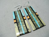 Native American Some Of The Most Intricate Santo Domingo Turquoise Sterling Silver Earrings-Nativo Arts