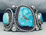 Mind Blowing Vintage Native American Navajo Carico Lake Turquoise Sterling Silver Bracelet-Nativo Arts