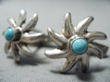 Exceptional Vintage Native American Navajo Sleeping Beauty Turquoise Sterling Silver Cuff Links-Nativo Arts