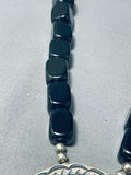 Chunky Onyx Vintage Native American Navajo Turquoise Sterling Silver Necklace-Nativo Arts