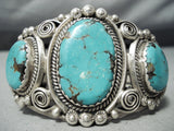 Gigantic Vintage Native American Navajo Old Morenci Turquoise Sterling Silver Bracelet-Nativo Arts