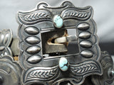 Authentic Vintage Native American Navajo Harry Morgan Turquoise Sterling Silver Concho Belt-Nativo Arts