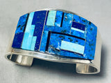 Best Pat Becenti Vintage Native American Navajo Lapis Inlay Sterling Silver Bracelet-Nativo Arts