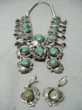 Women's Vintage Native American Navajo Royston Turquoise Sterling Silver Squash Blossom Necklace-Nativo Arts