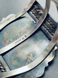 Scar Matrix Vintage Native American Navajo Light Green Turquoise Sterling Silver Bracelet-Nativo Arts