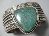 Important Vintage Native American Navajo Thomas Singer Green Turquoise Sterling Silver Bracelet-Nativo Arts