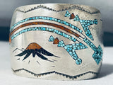 Volcano Native American Navajo Vintage Native American Navajo Turquoise Inlay Sterling Silver Bracelet Old-Nativo Arts