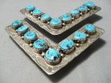 Rare Vintage Native American Navajo Turquoise Sterling Silver Collar Protectors-Nativo Arts