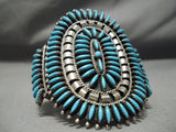 Huge Vintage Native American Navajo Neelde Turquoise Sterling Silver Bracelet-Nativo Arts