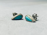 Early Rare Vintage Native American Navajo Turquoise Sterling Silver Earrings-Nativo Arts
