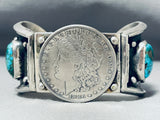 Native American Breathtaking Vintage Old Kingman Turquoise Sterling Silver Dollar Bracelet-Nativo Arts