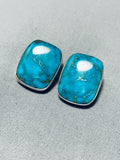 Bobby Johnson Vintage Native American Navajo Turquoise Sterling Silver Earrings-Nativo Arts