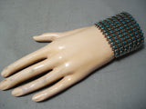 Native American One Of Biggest Early Snake Eyes Turquoise Vintage Zuni Sterling Silver Bracelet-Nativo Arts